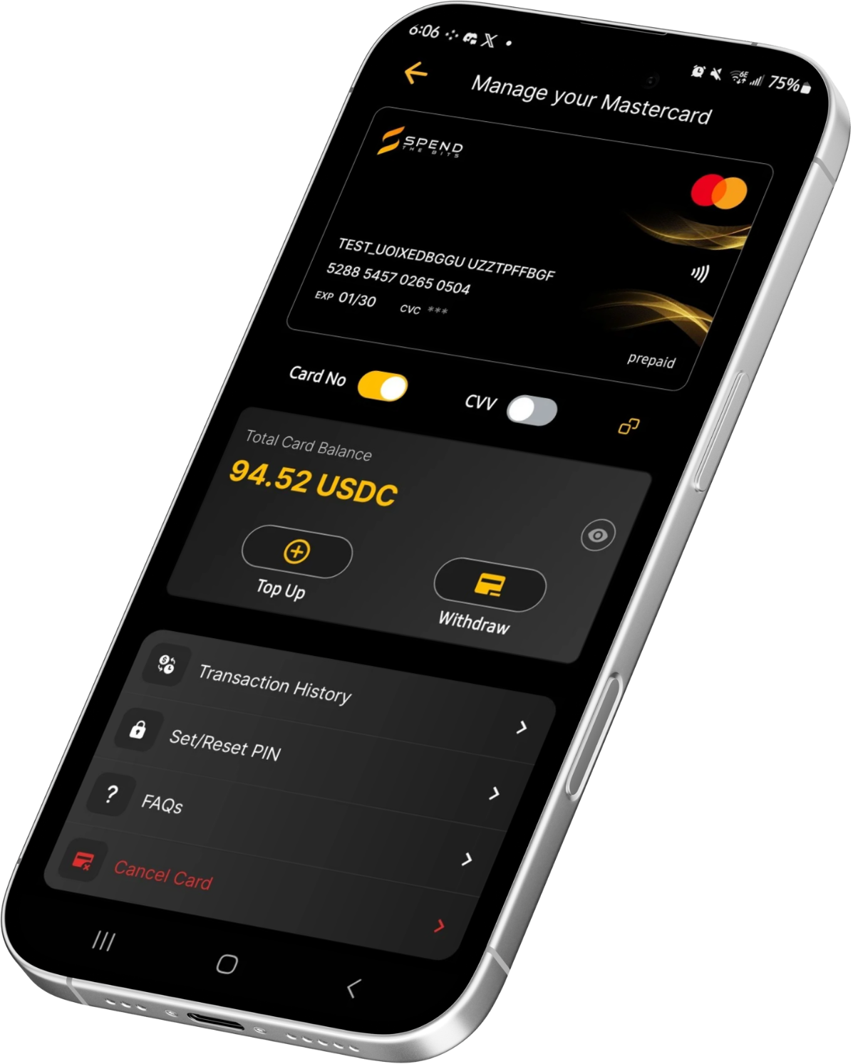 SpendTheBits Card Management
